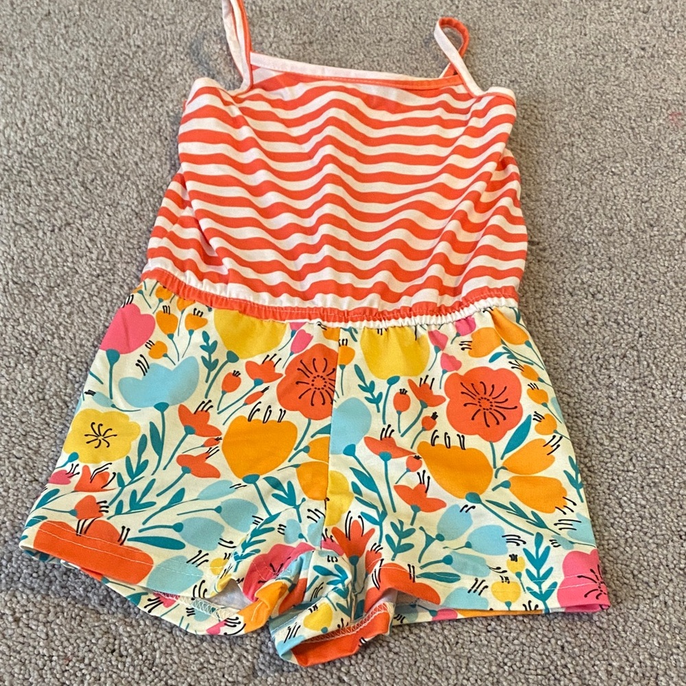 Colorful Striped and Floral Kids Romper